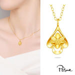 【Prisme Gold】黃金項鍊 水滴蓮花 鍊墜項鍊 (金重：約0.08錢±0.03), , large