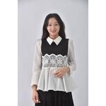 (S) 【德馨私服】質感假兩件黑色長袖上衣二手衣, , large
