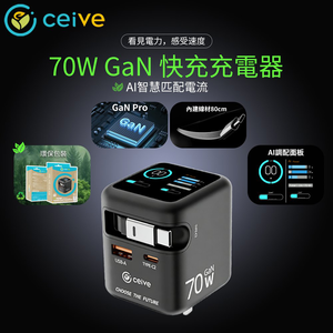 CEIVE啟逸 LQ RE003 Gan 70W 氮化鎵快速充電器 美規