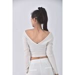 (S) 【安于晴Charlene私服】nnine質感V領白色長袖上衣二手衣, , large