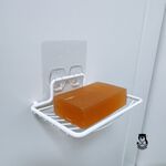 [熊好貼國際]香皂架 304不鏽鋼 白色PE粉體塗裝 肥皂收納瀝水架凹凸紋路粗糙可貼(超黏貼) 肥皂架 層架 瓶罐架, , large