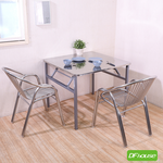 《DFhouse》伯格-不鏽鋼折合正方桌 (1桌4椅)摺疊桌 餐桌, , large