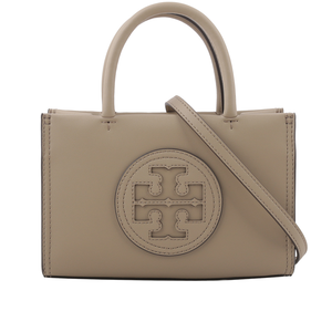 TORY BURCH Ella 圓形標誌牛皮迷你二用托特包/陶灰色