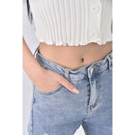 (S) 丹寧牛仔棉質仿舊藍色長褲二手衣, , large