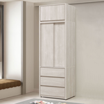 【Homelike】喜家居2.7尺推門衣櫃-含被櫥(2541), , large