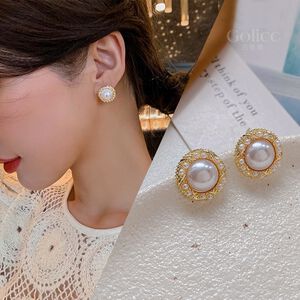 【Gulicc】古莉可 耳環 法式復古簡約珍珠滾邊氣質耳環
