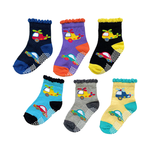 [Kaimei Cotton] MIT Made in Taiwan Pure Cotton Anti-Slip Children's Socks (Toddler Version 1-3 Years Old) - Handsome Helicopter Style 9-13cm-8 Pairs