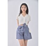 (L) earth music ecology高腰棉質純棉藍色綁帶短褲二手衣, , large
