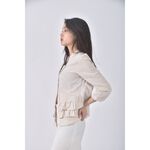 (S) zara質感棉質條紋杏色長袖上衣二手衣, , large