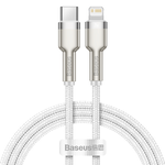 【BASEUS】倍思20W金屬卡福樂Type-C to Lightning數據線 100公分 白色(充電線 蘋果線 快充線), , large