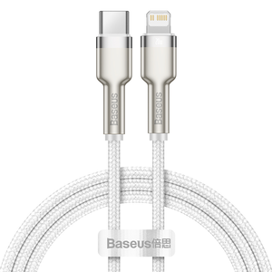 【BASEUS】20W Cafule Series Metal Data Cable Type-C to Lightning 100cm White Color
