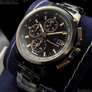 [星晴錶業]MASERATI手錶,44mm,R8873645001黑色錶面黑錶殼深黑色精鋼錶帶款