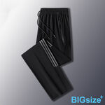 大尺碼-鬆緊帶 排汗 平口 冰絲長褲-黑/灰-0204160, , large