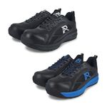 ROAD EASY 抗穿刺安全防護鞋 工作鞋 安全鞋 鋼頭鞋 塑鋼頭 防砸 寬楦 抗菌 除臭 吸震 排水 止滑 黑 黑藍, , large