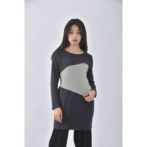 (S) hey girl韓牌條紋灰色長袖上衣二手衣