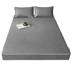 HABABY Huan'an Home Furnishings [Gift Set] Bed Sheet Latex Cooling Mat, Standard Double, Gentleman Gray