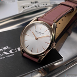 [星晴錶業]COACH手錶,28mm,CH00054白色錶面玫瑰金錶殼粉紅真皮皮革錶帶款, , large