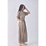 (2XL) before高腰拉鍊棕色綁帶連身裝二手衣, , large