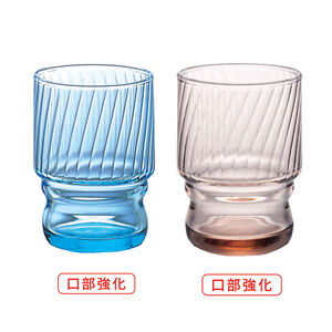日本ADERIA 口部強化玻璃杯 可疊杯 棕色藍色 235ml 金益合玻璃器皿
