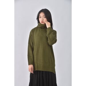 (XL) earth music ecology質感高領綠色長袖上衣二手衣