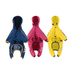 摩達客寵物-都會風狗狗全包連身四腳雨衣 黃色系 多尺寸可選 反光條 防水 雨天外出必備, , large