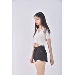 (S) jeans高腰丹寧牛仔質感黑色短褲二手衣, , large