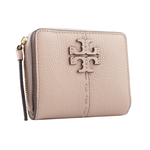 TORY BURCH McGRAW 牛皮暗釦拉鍊零錢袋短夾/沙色, , large