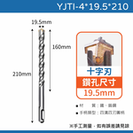 鉅玉經典｜TIGER虎牌 四刃四溝水泥鑽尾 YJTI-4*19.5*210, , large