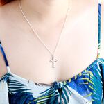 【Angel & Me】鳶尾花 十字架 s925 純銀 項鍊 生日 情人節 聖誕節 禮盒, , large