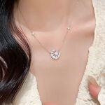 S925純銀甜美少女之夢幻星月鎖骨項鍊  -白鑽  附馬卡收納盒, , large