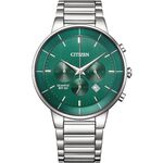 CITIZEN 星辰 Chronograph 紳男計時手錶 送禮推薦-銀x綠/42mm AN8220-52X, , large