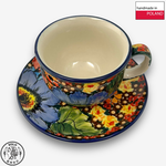 【SOLO Vintage】Cerraf Polish Pottery 200ml Coffee Cup + Saucer Set Where Flowers Bloom Deeply Series Made in Poland, , large