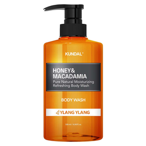 [巨林生化科技]【KUNDAL昆黛爾】HONEY&MACADAMIA Pure Natural Moisturizing Refreshing Body Wash 500ml(YLANG YLANG)