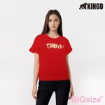 KINGO-大尺碼-女款 圓領T恤-紅-414119, , large