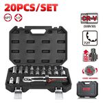 【deli tools】1/4 inch Socket Wrench Set 20PCS, , large