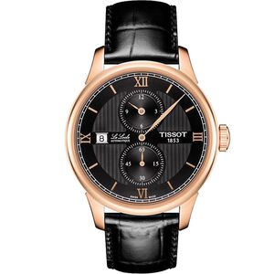 TISSOT 天梭 LE LOCLE 力洛克雅仕機械腕錶-黑x玫瑰金框/40mm  T0064283605802