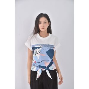 (M) meeijen圖案白色短袖上衣二手衣