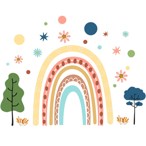 [Chenda Applied Materials] Rainbow & Flower Wall Decals for Kids