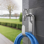 【上手家居】加厚不鏽鋼水管架 不鏽鋼原色(水管收納/水管收納架/水管固定/水管掛架/水管掛勾), , large