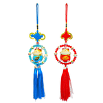 摩達客◉春節開運招財◉招財平安陶瓷招財貓水晶圈流蘇吊飾_兩入組, , large