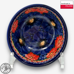 【SOLO Vintage】Cerraf Polish Pottery 13cm Rice Bowl Red and Blue Blossoming Elegance Series Made in Poland, , large