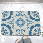 【Monster】 Soft Diatomaceous Earth Absorbent Mat – White & Blue Tiles (60x40cm), , large