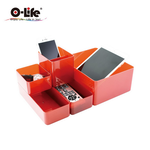 【O-Life】B-015 stacking storage box-black 5-piece set, , large