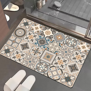 Nano suede soft diatomaceous earth water-absorbent anti-slip floor mat