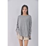 (XL) lain blue質感圓領灰色長袖上衣二手衣, , large