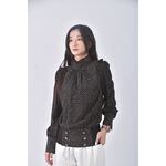 (S) ditto韓牌質感點點黑色長袖上衣二手衣, , large