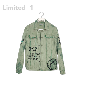 手繪美國空軍塗鴉外套-灰綠