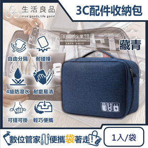 [日日好物]生活良品-韓版3C配件耐磨防潑水耐碰撞大容量多功能可調式分隔收納包1入/袋(多款可選)