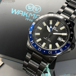 [星晴錶業]WAKMANN手錶,44mm,WA00028黑色錶面黑錶殼深黑色精鋼錶帶款, , large