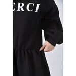 (S) chenio韓牌文字圓領黑色洋裝二手衣, , large